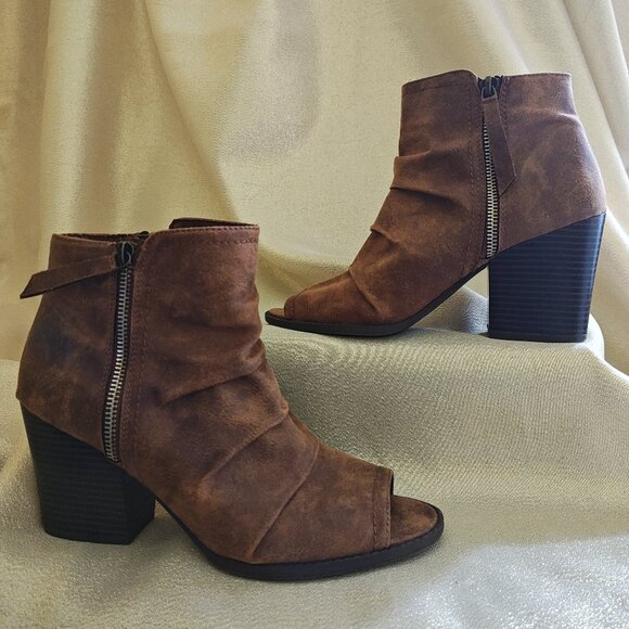 Faux Suede Open-toe Bootie - Picture 1 of 5